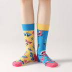 Cotton Blend Butterfly Floral Pattern Mid Calf Socks