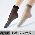 Thin Nylon Lace Transparent Socks Women Breathable Non Slip Cotton Bottom