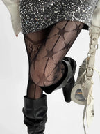 Nylon Elastane Star Pattern Mesh Pantyhose Tights