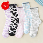 Polyester Elastane Cow Print Crew Socks