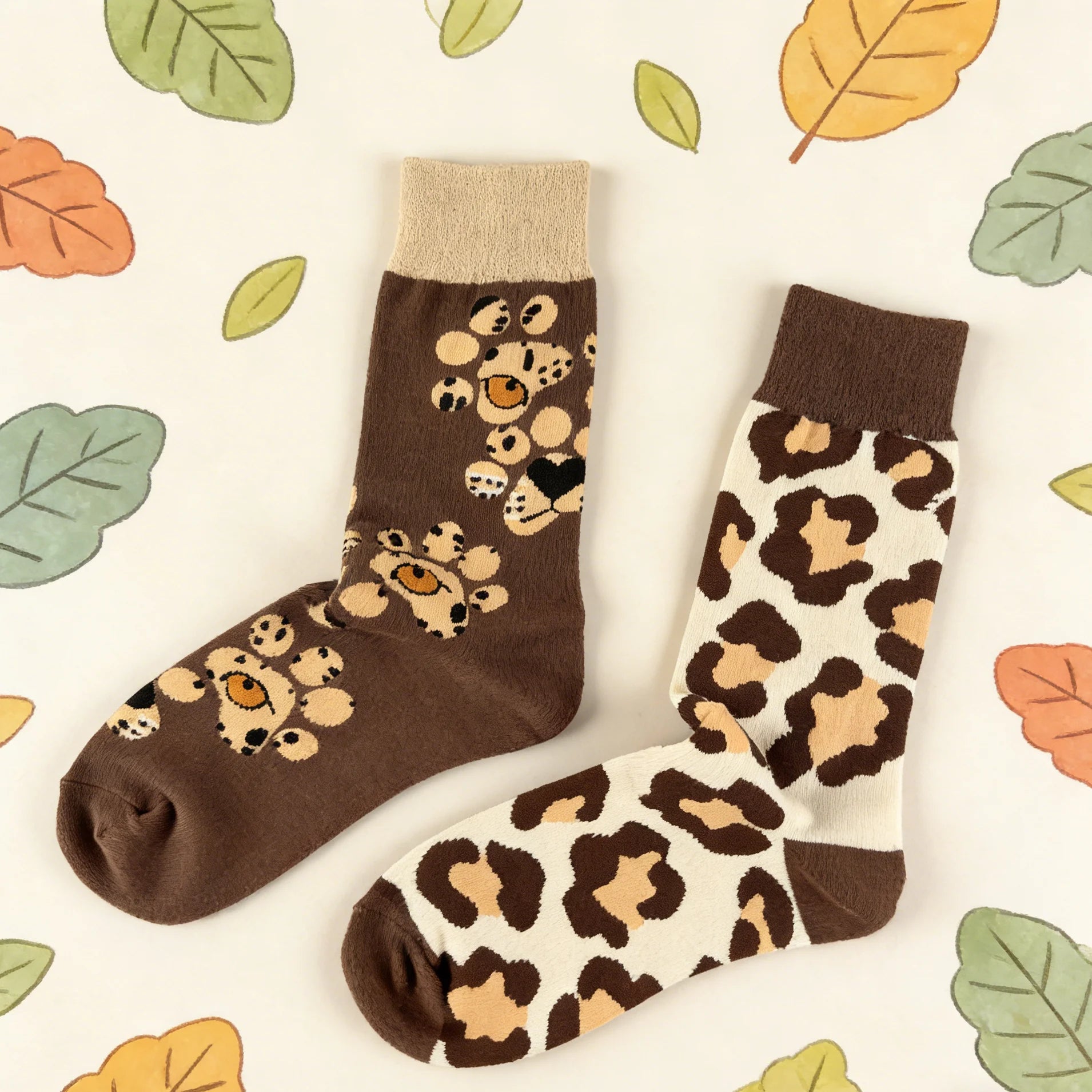 Leopard Print Cotton Blend Mid Calf Socks - 2