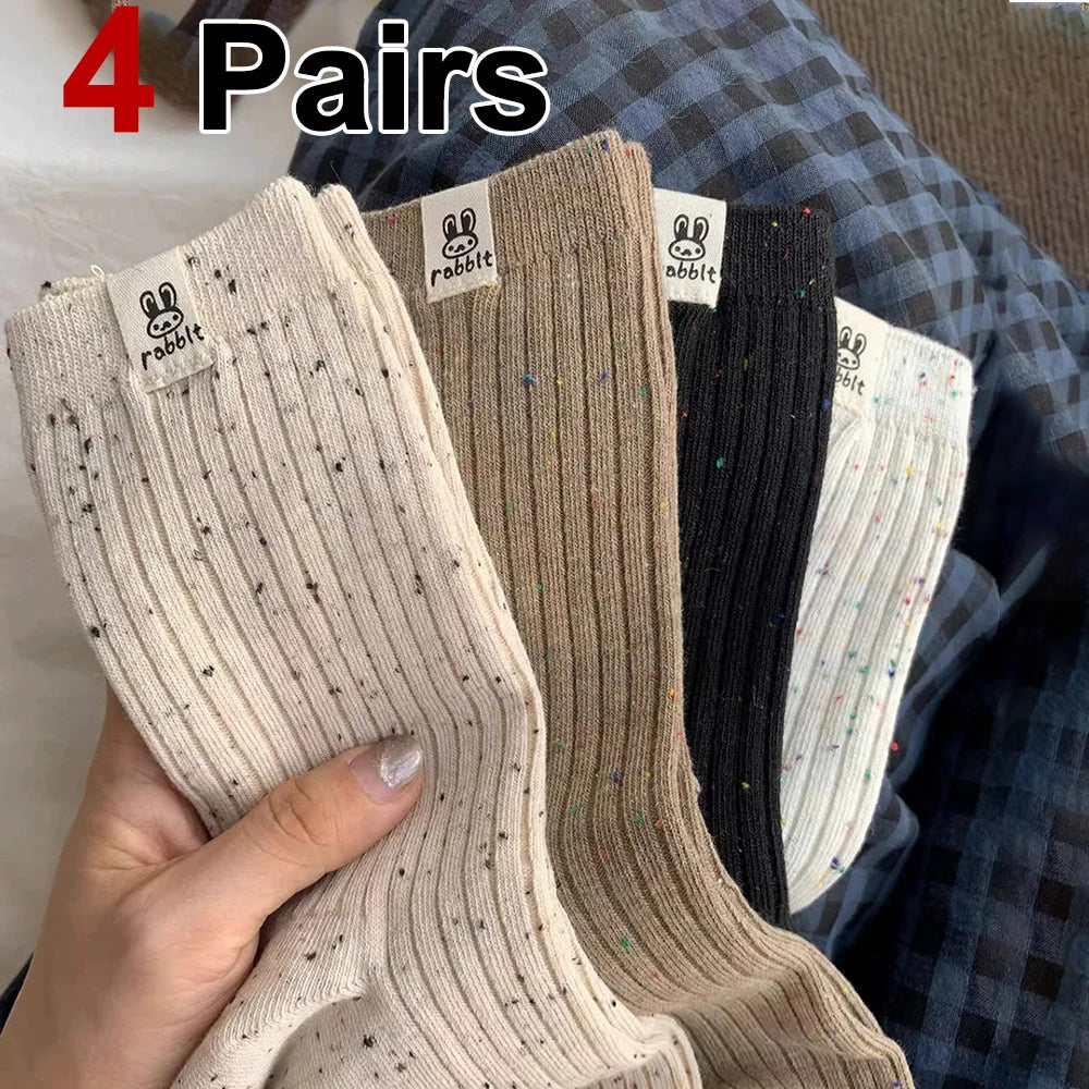 Polyester Elastane Casual Mid Tube Socks 4 Pack