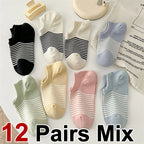Polyester Elastane Striped Low Cut Casual Socks