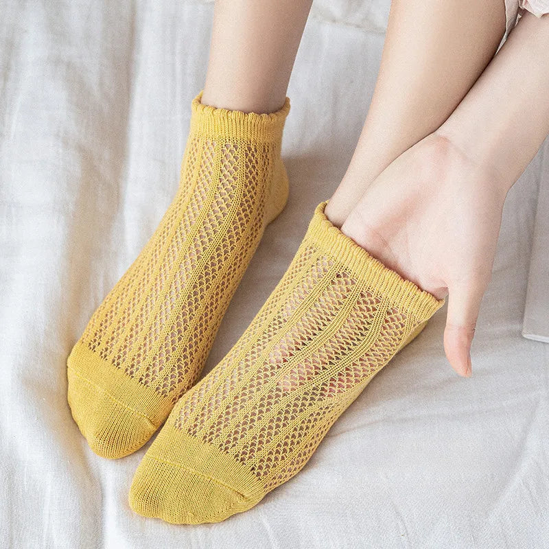 Cotton Polyester Mesh Ankle Socks for Women