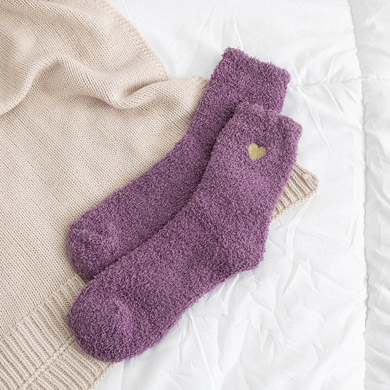 Thick Plush Coral Velvet Mid Tube Socks for Women