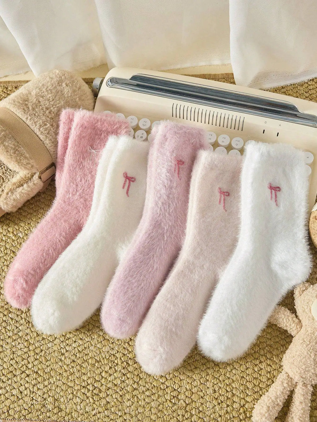 Polyester Elastane Knit Mid Tube Casual Socks