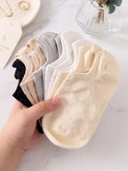 Polyester Elastane Low Cut Ankle Socks For Women 5 Pairs