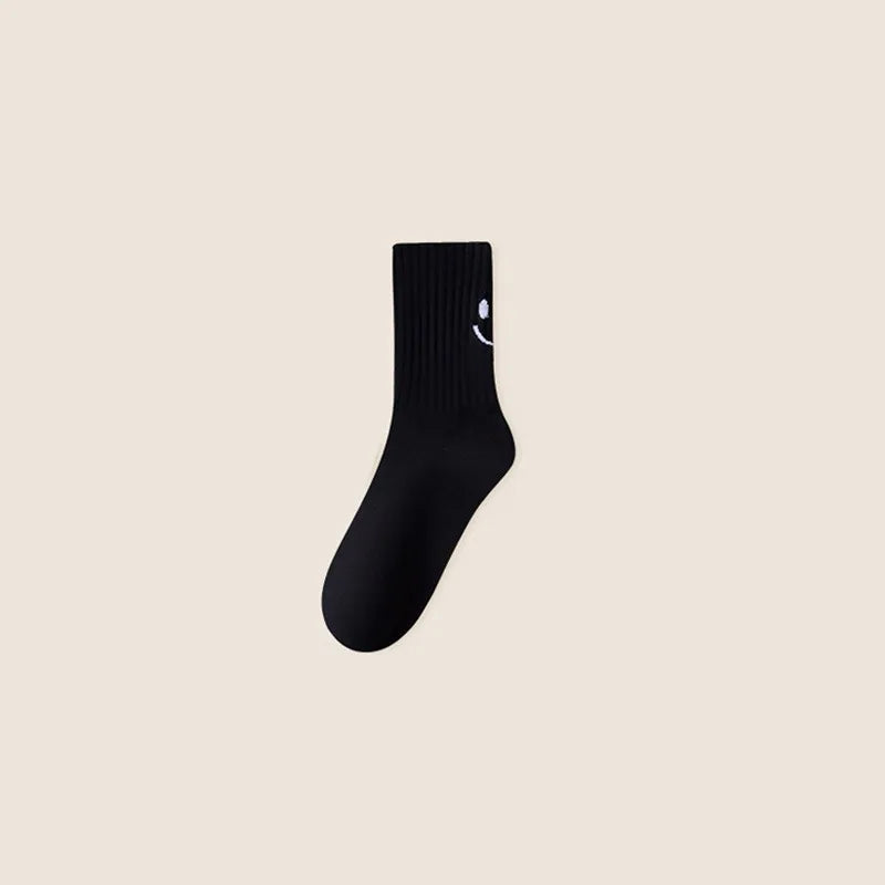 Smiling Face Nylon Polyester Knit Crew Socks
