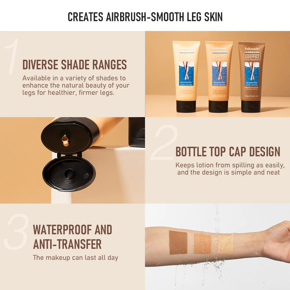 Waterproof Liquid Leg Foundation And Body Concealer With Applicator
