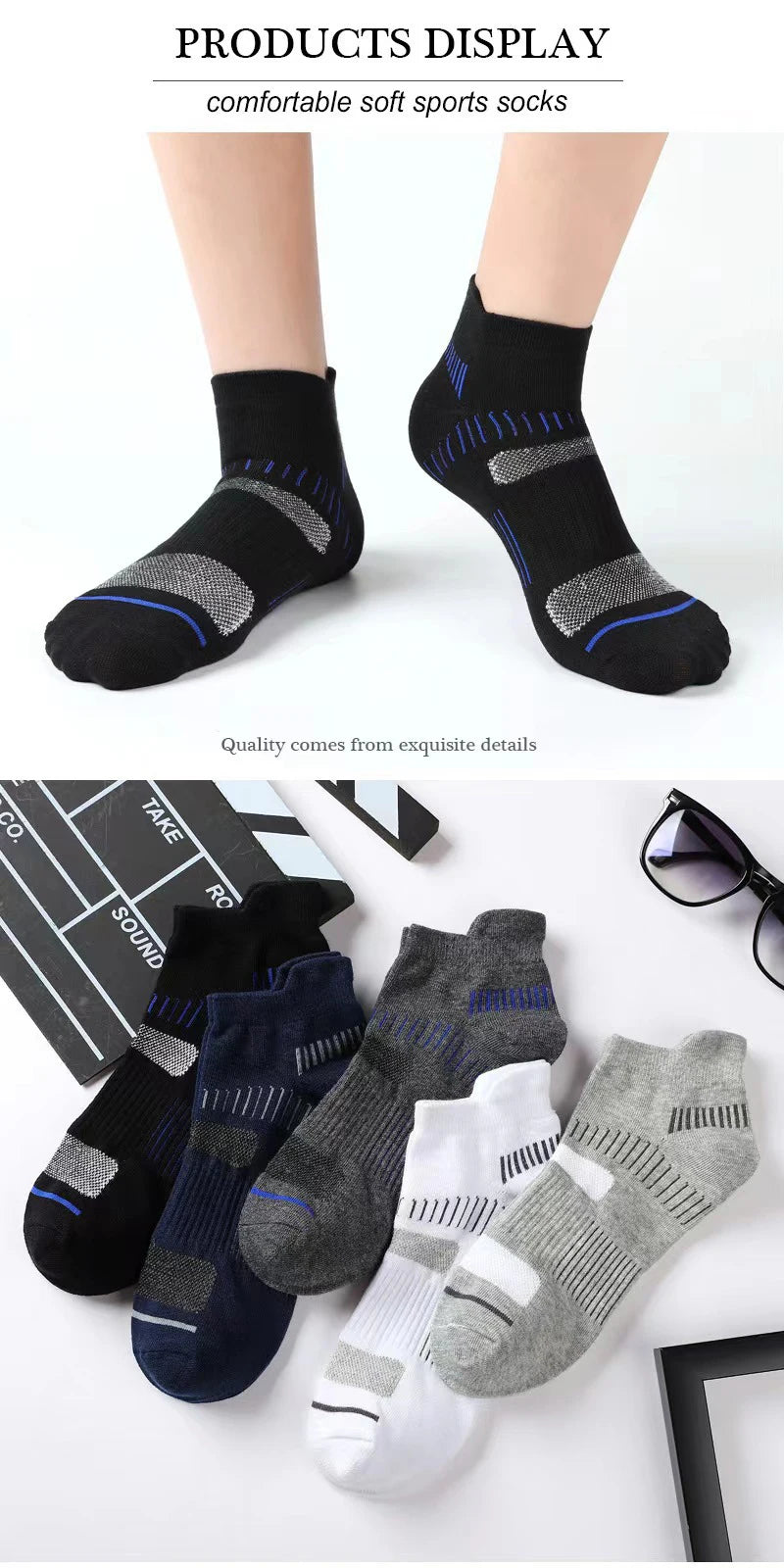 Polyester Blend Ankle Socks Sports Performance Footwear - 9