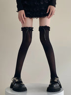 Polyester Spandex Lolita Bow Knee High Socks