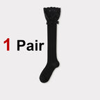 Polyester Spandex Floral Lace Hollow Knit Mid Tube Casual Socks