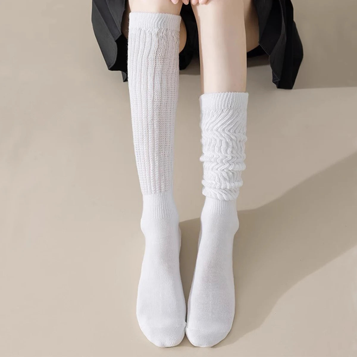 Polyester Elastane Slouch Knit Crew Socks 8 Pack