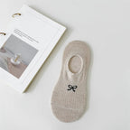 Cotton Polyester Invisible No Show Bow Socks