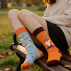 Cotton Blend Cartoon Fox Mid Calf Socks