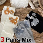 Polyester Elastane Kitten Pattern Mid Tube Socks