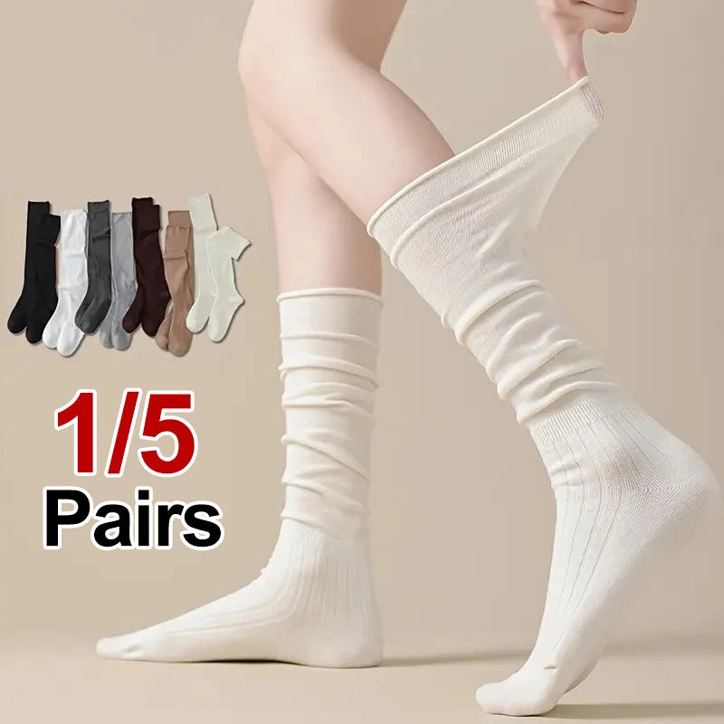 Ribbed Polyester Spandex Calf Socks