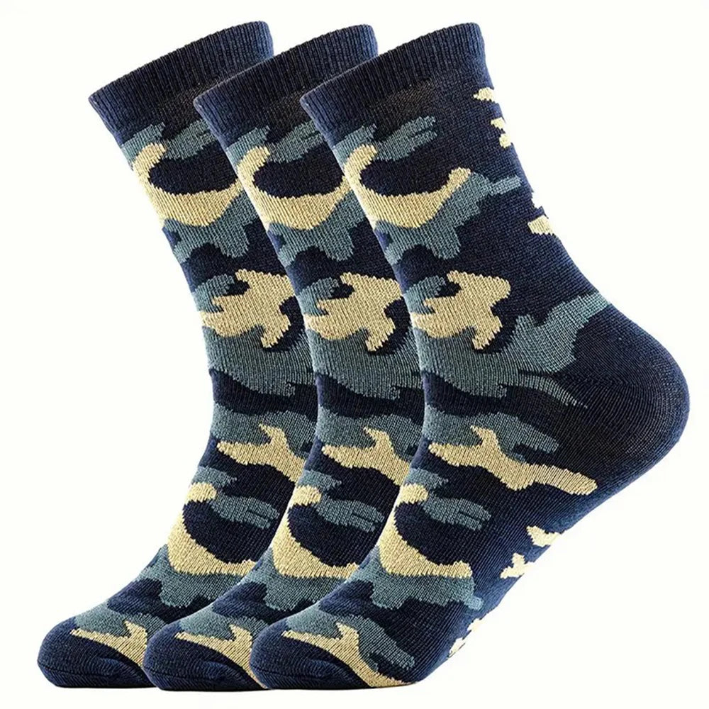 Polyester Elastane Camouflage Crew Socks