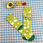 Cotton Blend Avocado Print Mid Calf Socks