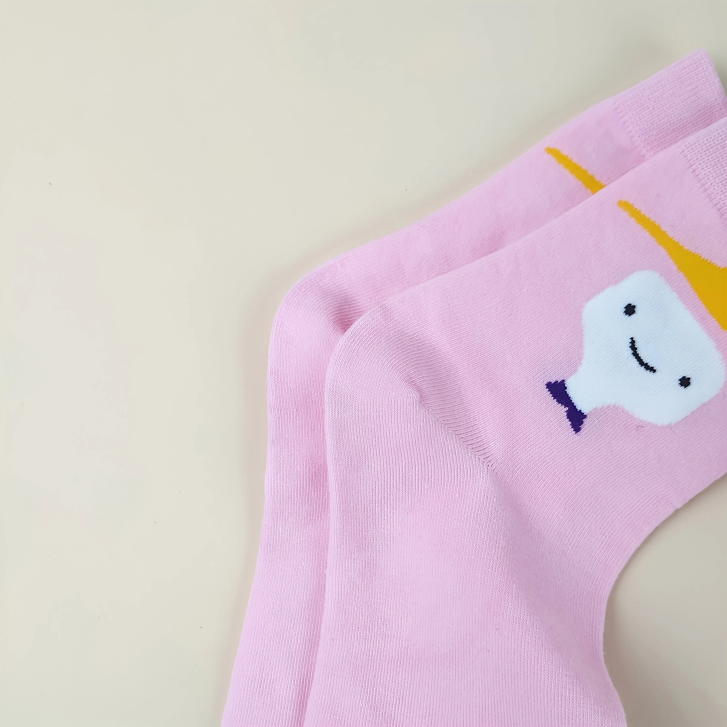 Cotton Blend Cute Character Print Low Tube Socks for Women