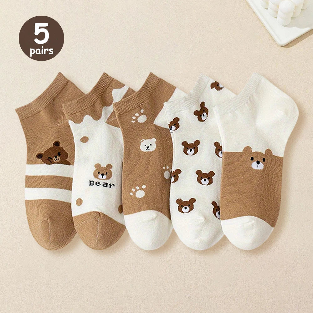 5 Pairs Polyester Spandex Low Tube Ankle Socks - 17