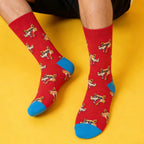 Cotton Blend Fox Print Mid Calf Casual Crew Socks