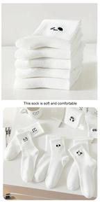 Polyester Blend Cartoon Expression Mid Tube Casual Socks