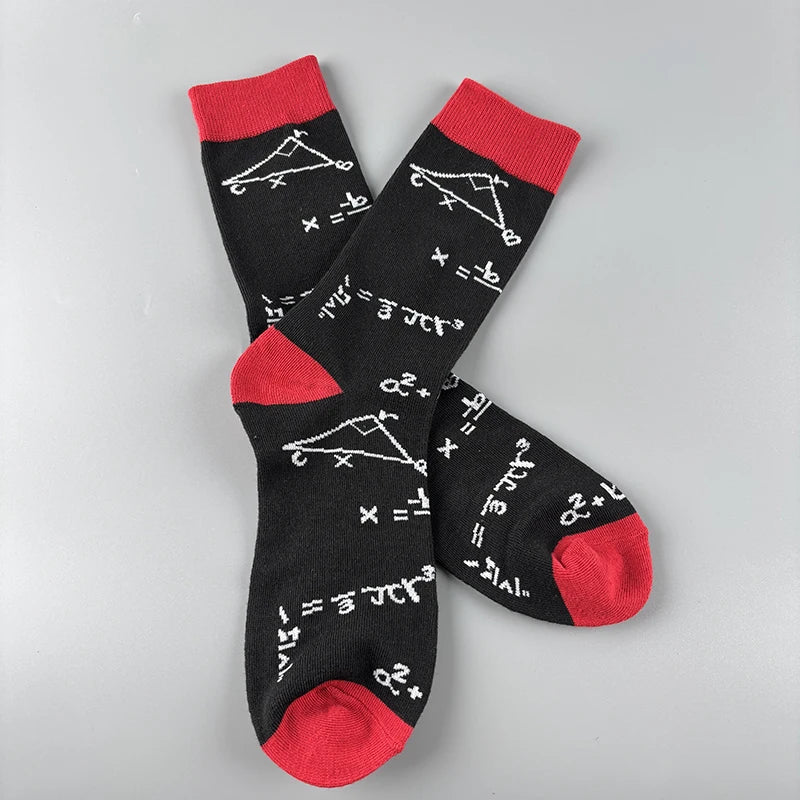 Polyester Elastane Math Formula Print Casual Mid Calf Socks - 2