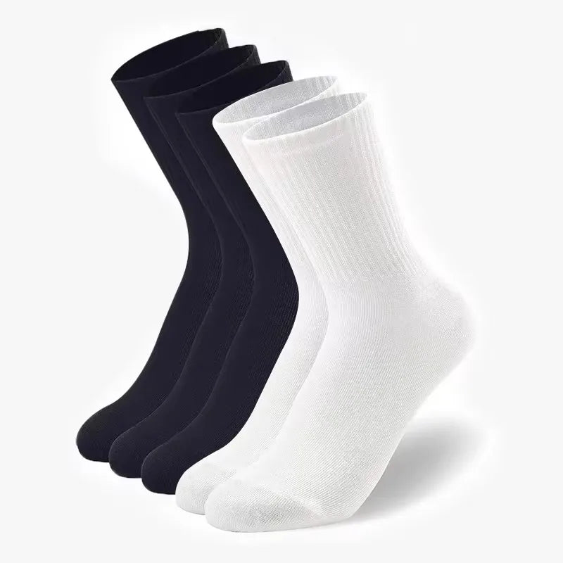 5 Pairs Polyester Spandex Solid Color Casual Crew Socks
