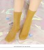 Shiny Metallic Cotton Blend Mid Tube Casual Socks