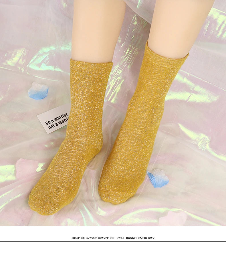 Metallic Knit Women Casual Socks
