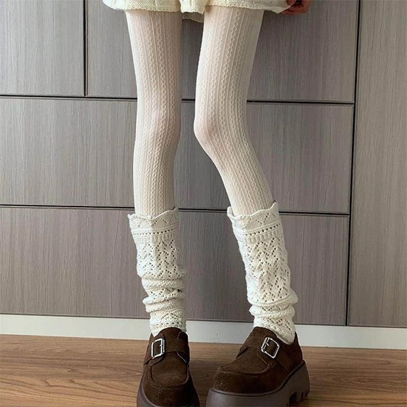 Womens Nylon Plait Pattern Slim Fit Tights