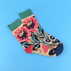 Cotton Blend Floral Mid Calf Casual Socks