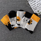 Polyester Elastane Halloween Patterned Mid Calf Socks 5 Pack