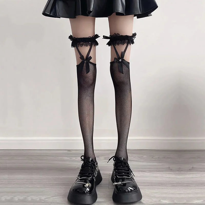 Nylon Mesh Ripped Fishnet Stockings
