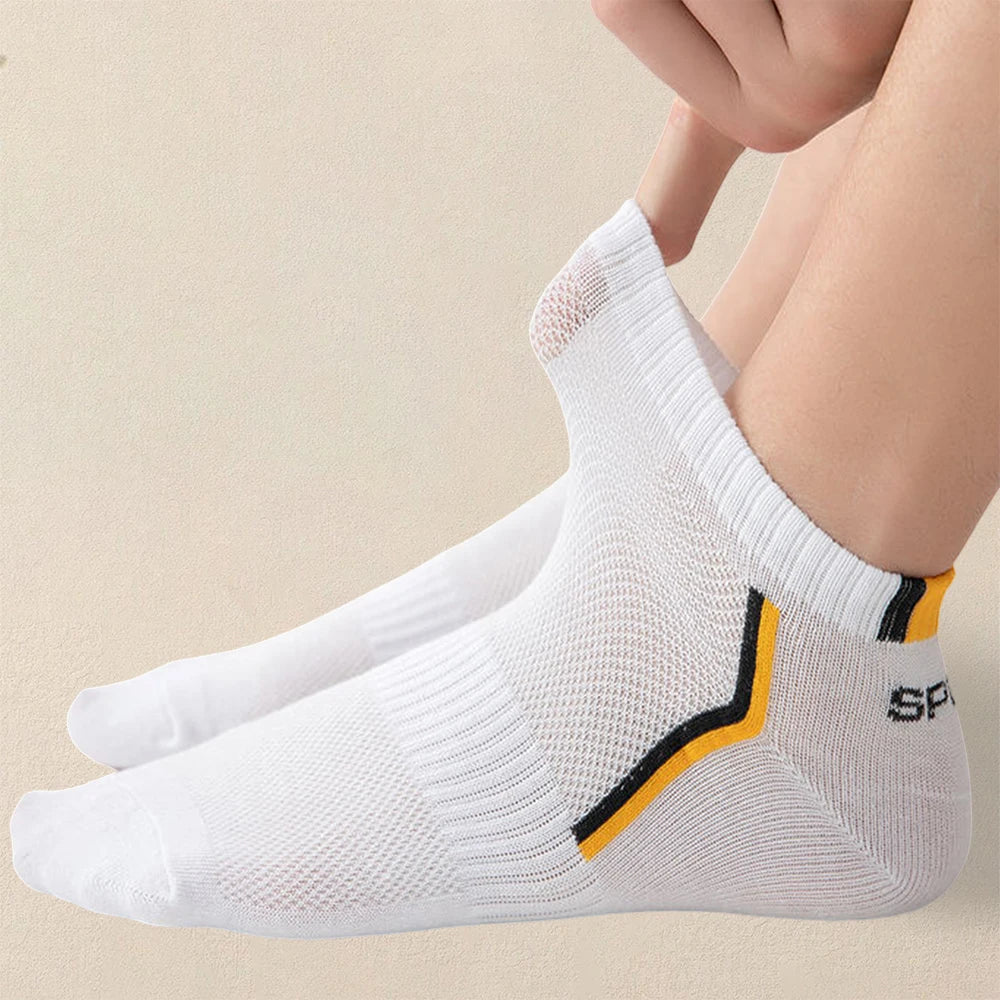 Polyester Spandex Mens Casual Ankle Socks 5 Pair Set