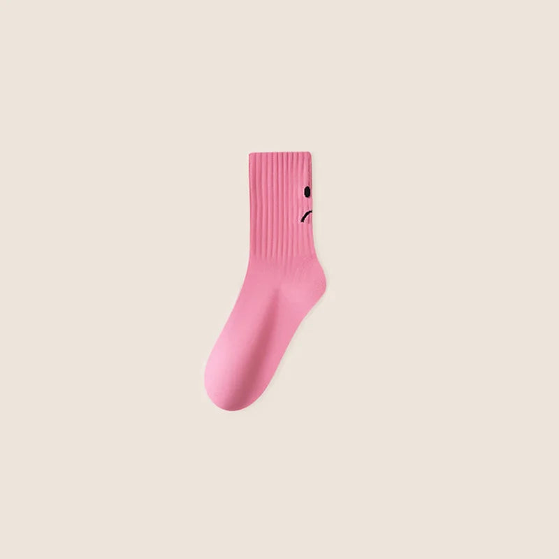 Smiling Face Nylon Polyester Knit Crew Socks - 3