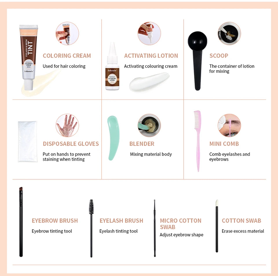 Eyelash and Eyebrow Tinting Kit Waterproof Cosmetic Dye