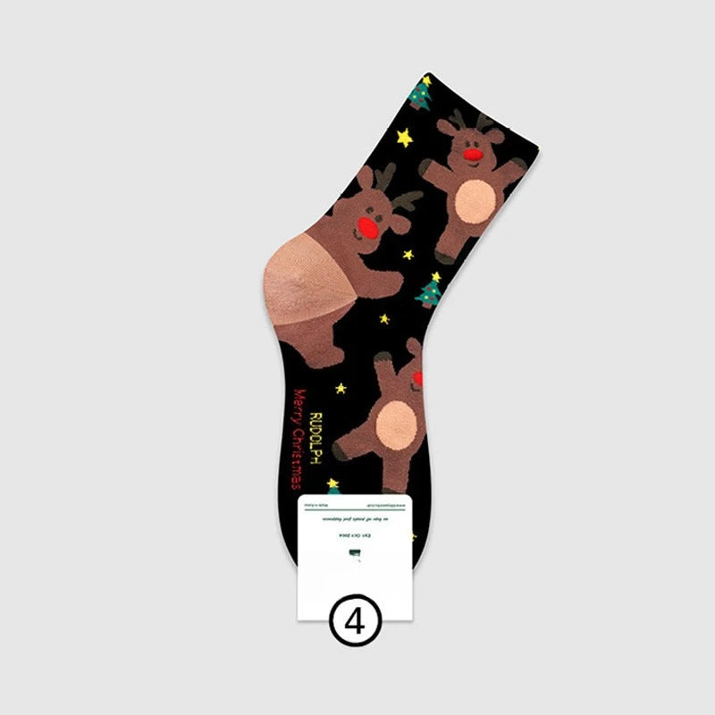 Cotton Christmas Pattern Mid Tube Socks - 7