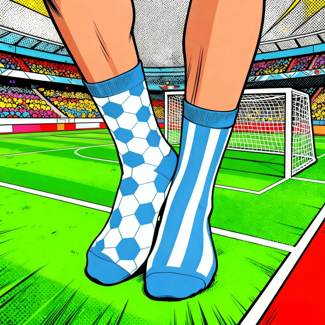 Cotton Blend Mid Calf Geometric Striped Socks - 1