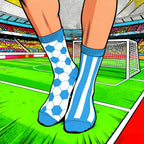 Cotton Blend Mid Calf Geometric Striped Socks