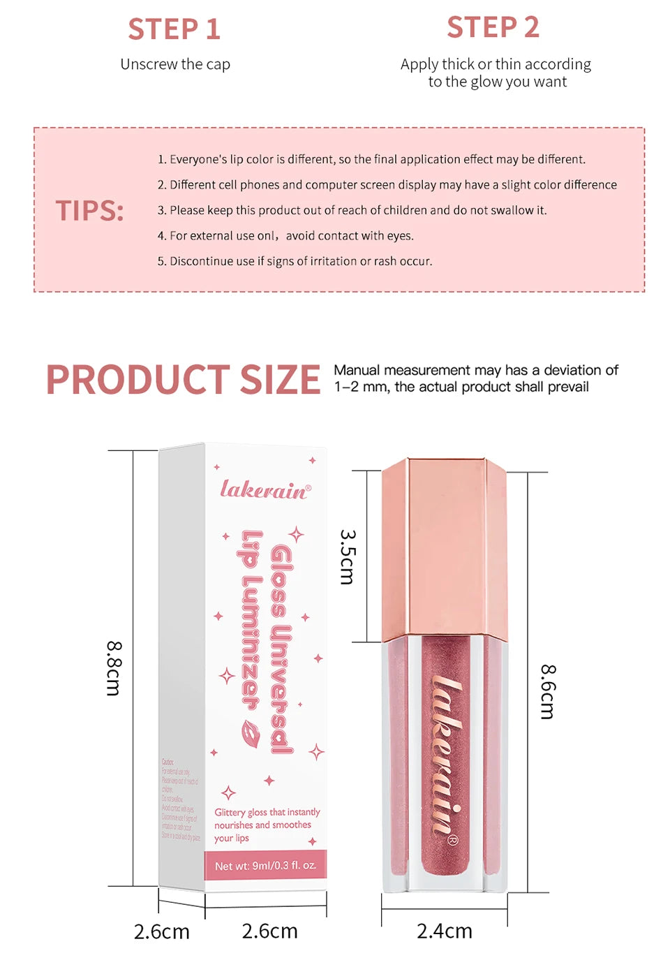 Shimmering Moisturizing Liquid Lip Gloss Lip Tint