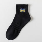 Polyester Blend Printed Letter Casual Crew Socks
