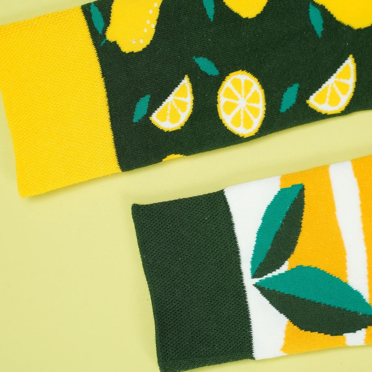 Cotton Blend Lemon Pattern Mid Tube Socks - 6