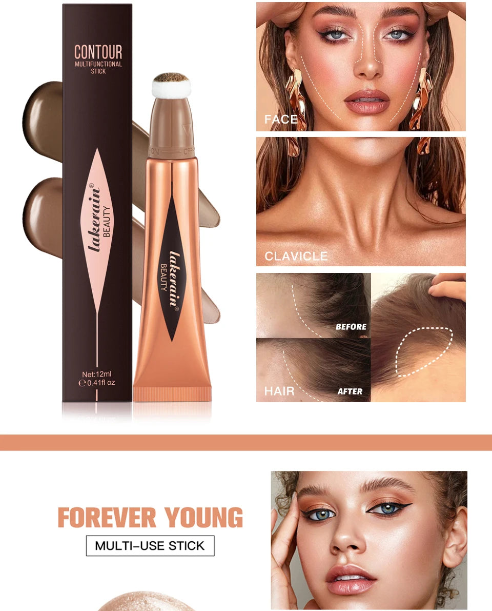 Liquid Face Contour Highlighter and Blush Wand Makeup Applicator - 12