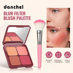 4 Color Matte Powder Blush Palette with Makeup Brush
