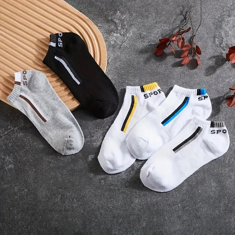 Polyester Blend Ankle Socks For Men 5 Pack