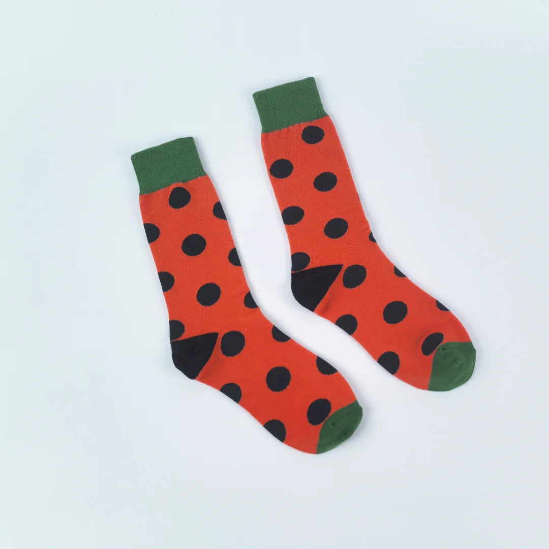 Cotton Blend Polka Dot Mid Calf Unisex Socks