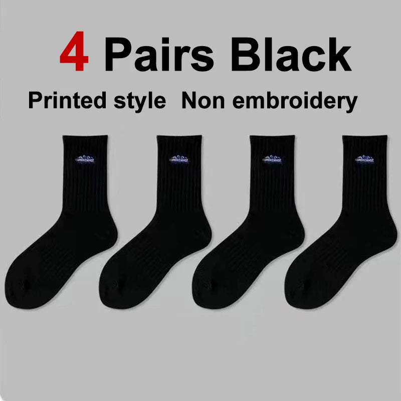 Polyester Blend Crew Socks Casual Footwear 4 Pair Set