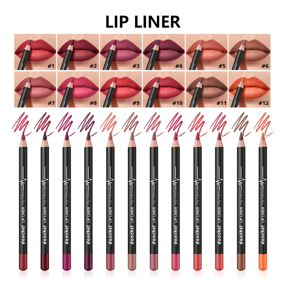 12 Piece Waterproof Matte Lip Liner Pencil Set
